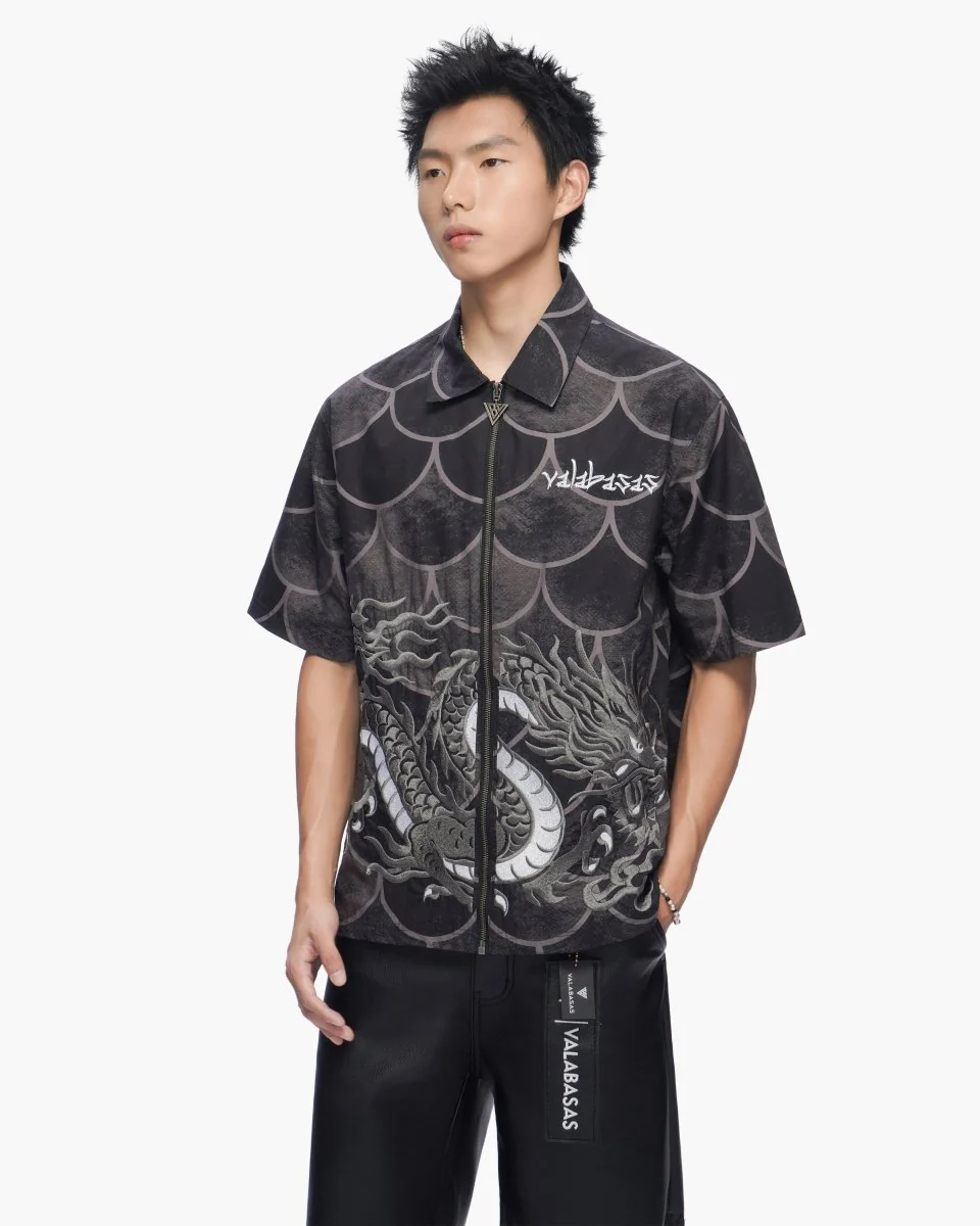 Valabasas Dragon Shirt - Zip-Up Black - Image 2