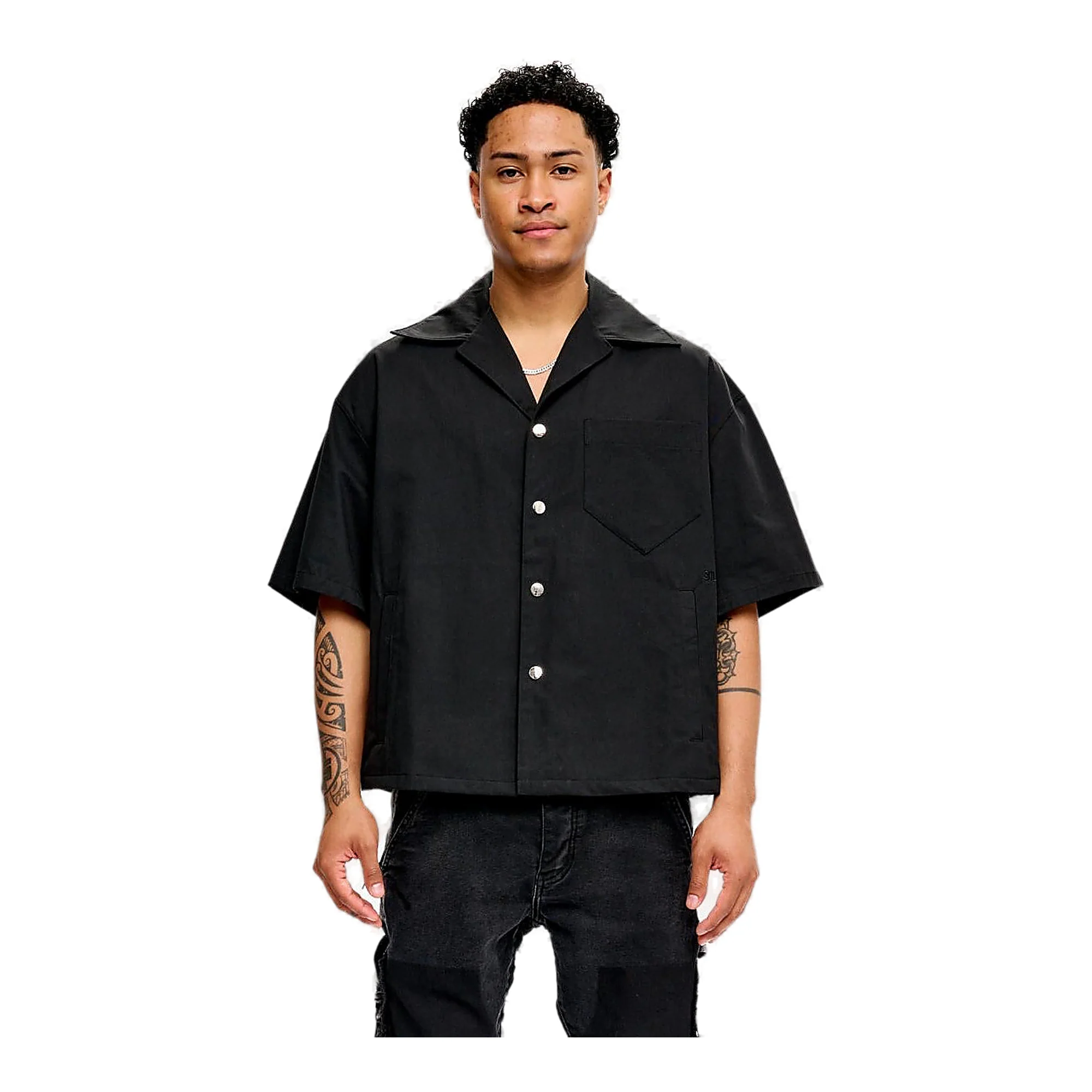Silnt Chptrs Back Print Shirt - Oversized Black