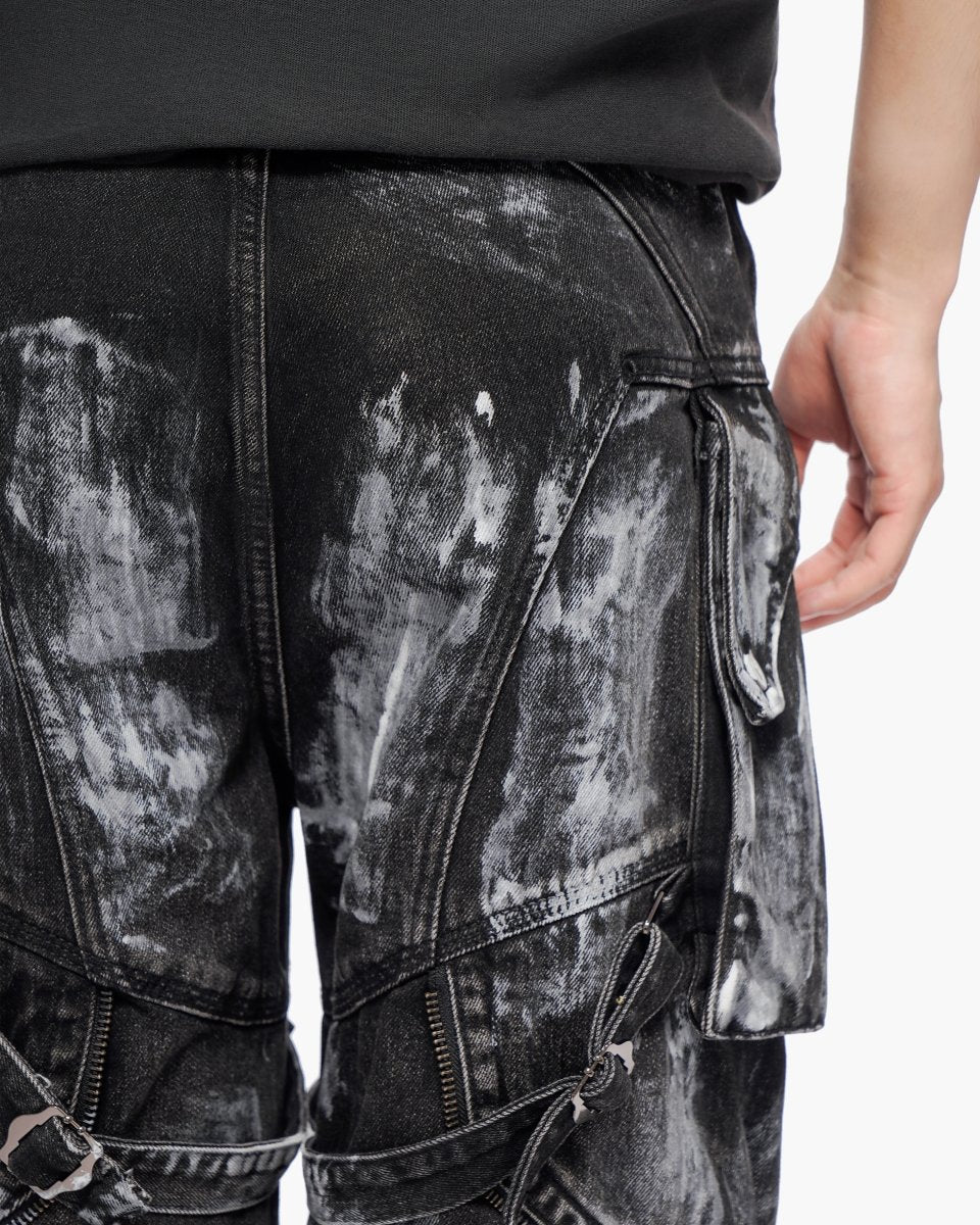 Valabasas Distressed Cargo Shorts - Heavyweight Black - Image 3