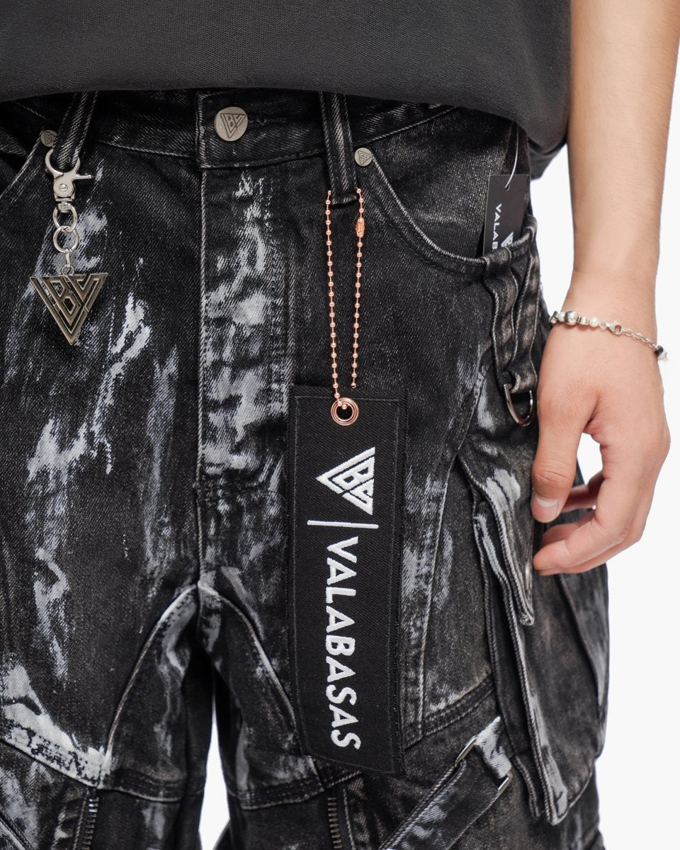 Valabasas Distressed Cargo Shorts - Heavyweight Black - Image 4
