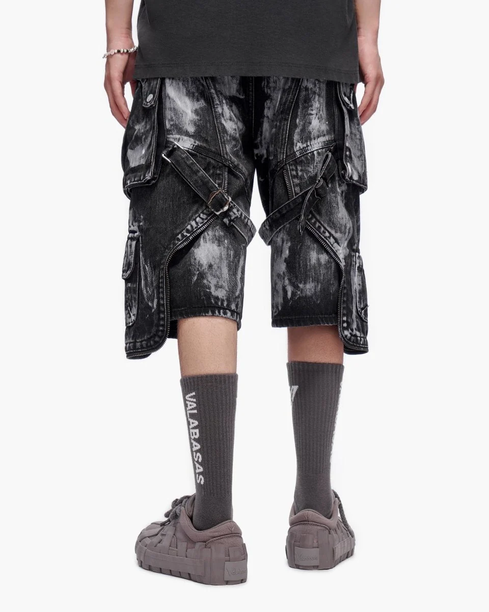Valabasas Distressed Cargo Shorts - Heavyweight Black - Image 7