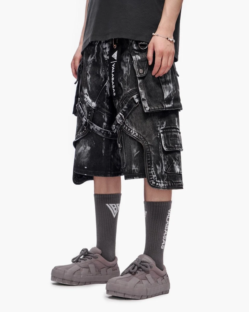 Valabasas Distressed Cargo Shorts - Heavyweight Black - Image 9