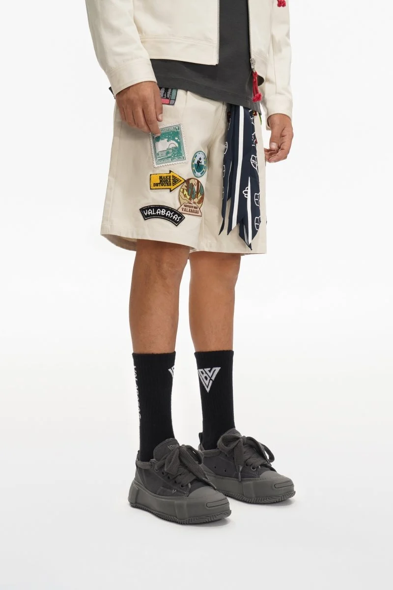 Valabasas Patchwork Shorts - Embroidered Beige - Image 5
