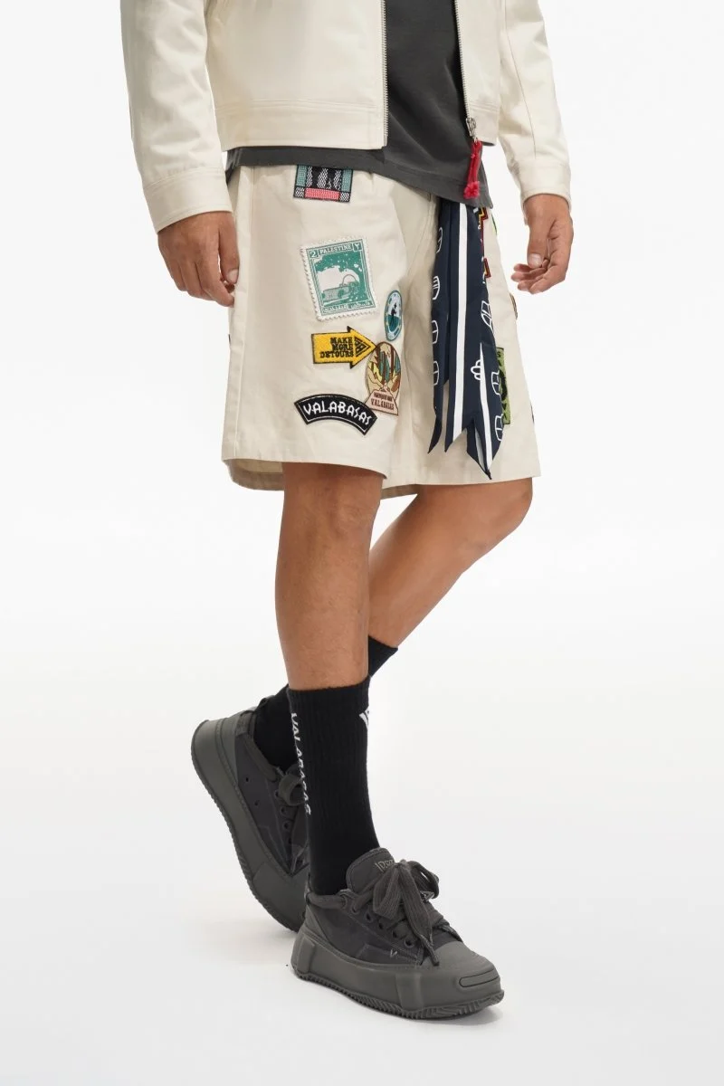 Valabasas Patchwork Shorts - Embroidered Beige - Image 8
