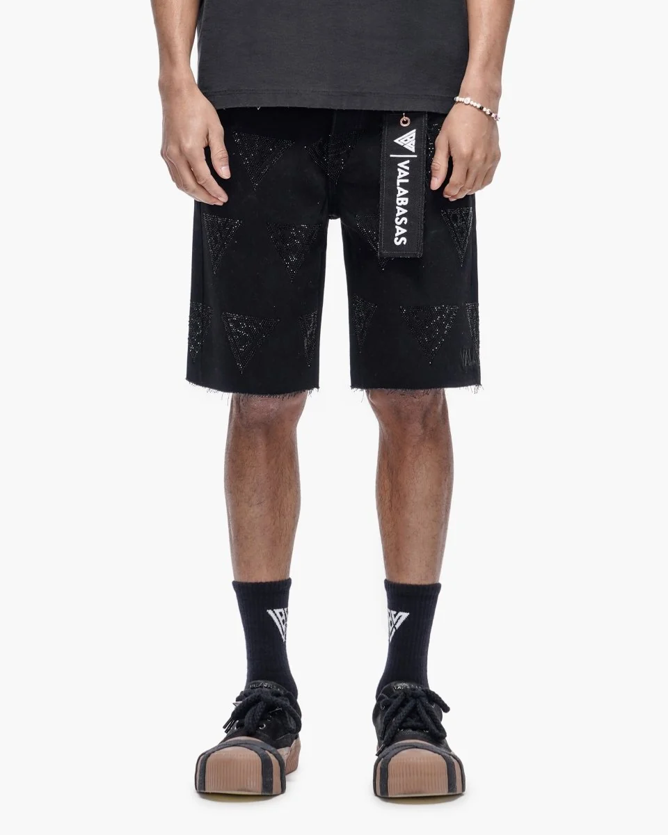 Valabasas Logo Shorts - Raw Hem Black - Image 10