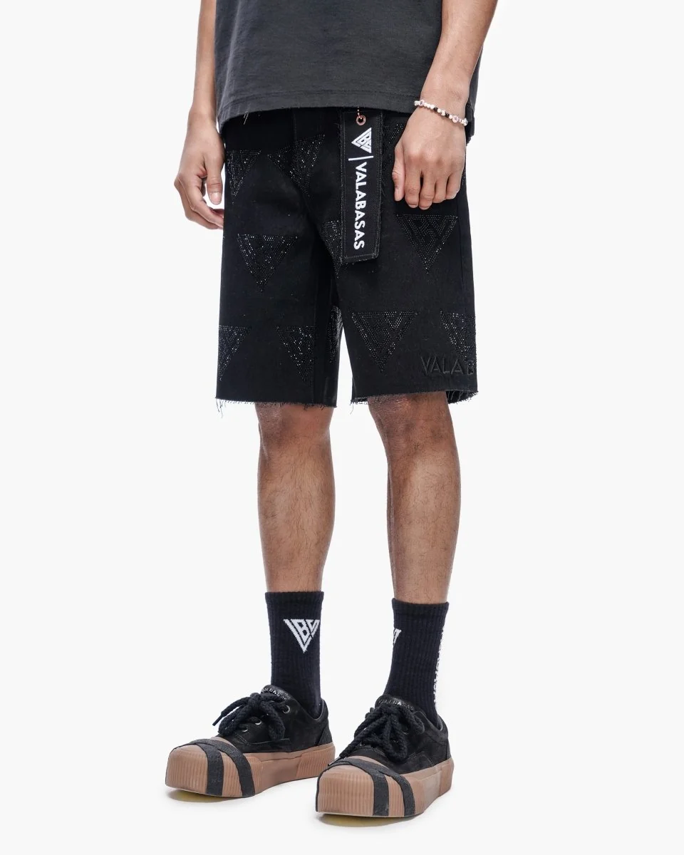 Valabasas Logo Shorts - Raw Hem Black - Image 7