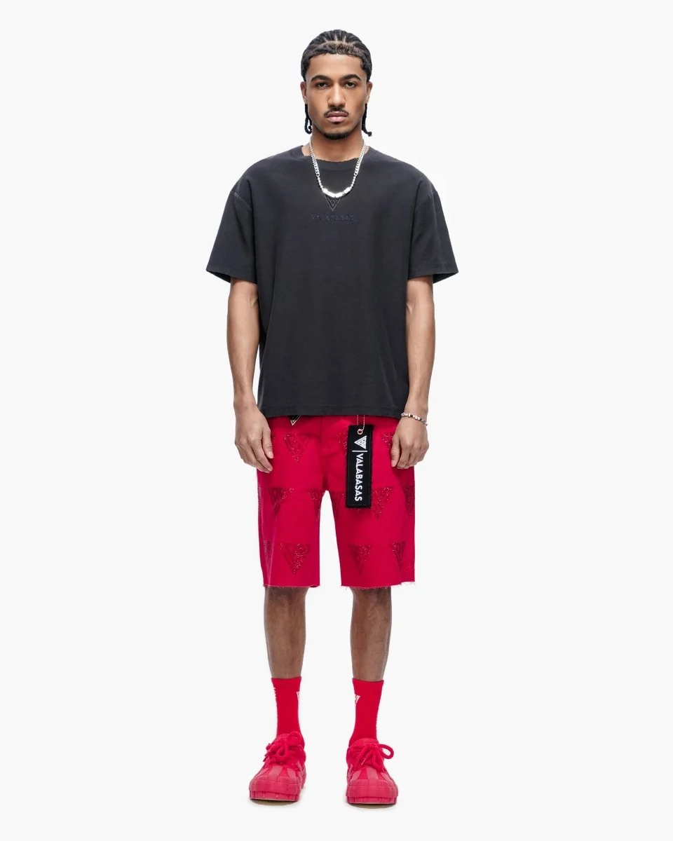 Valabasas Logo Denim Shorts - Raw Hem - Image 11