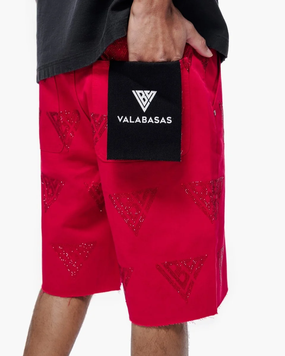 Valabasas Logo Denim Shorts - Raw Hem - Image 4