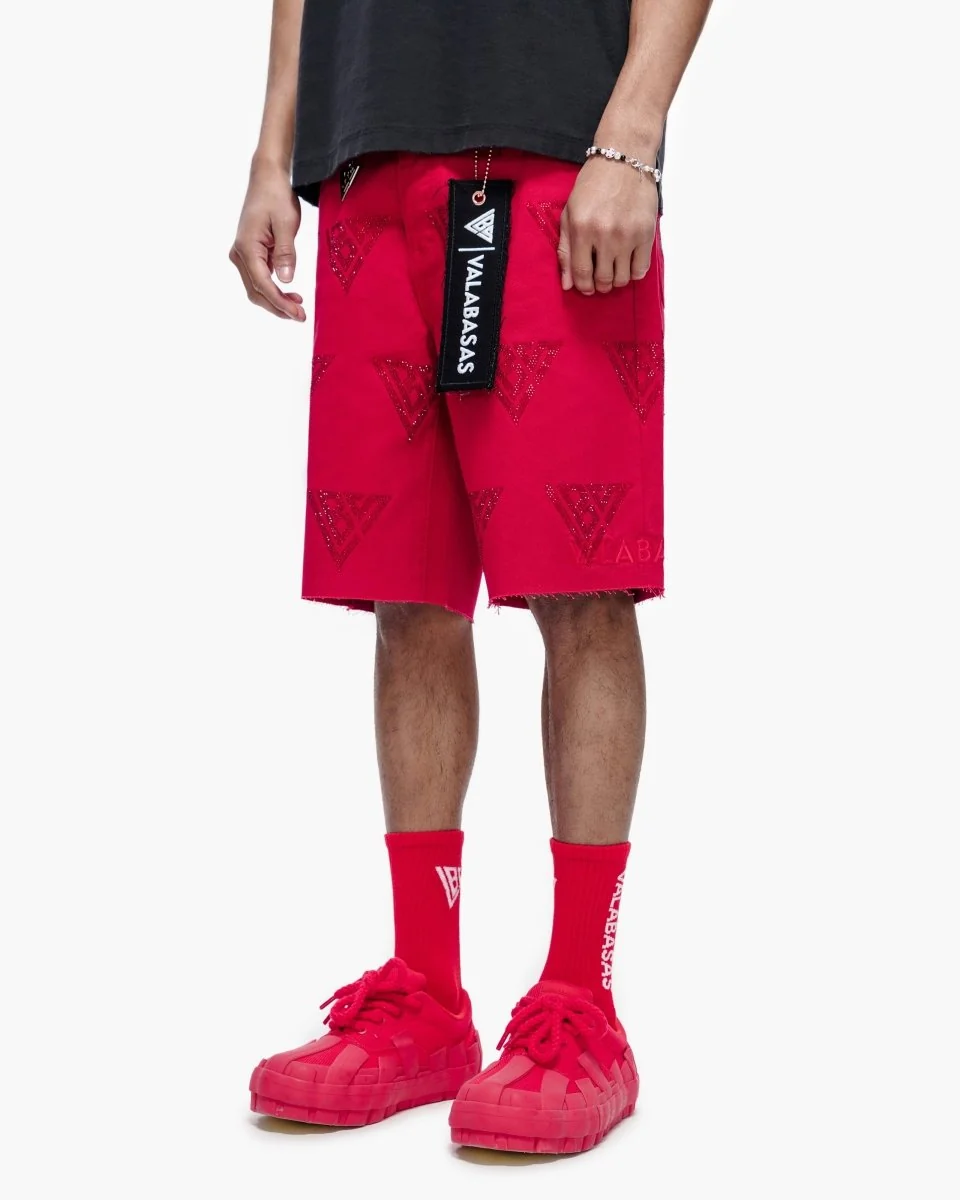 Valabasas Logo Denim Shorts - Raw Hem - Image 6