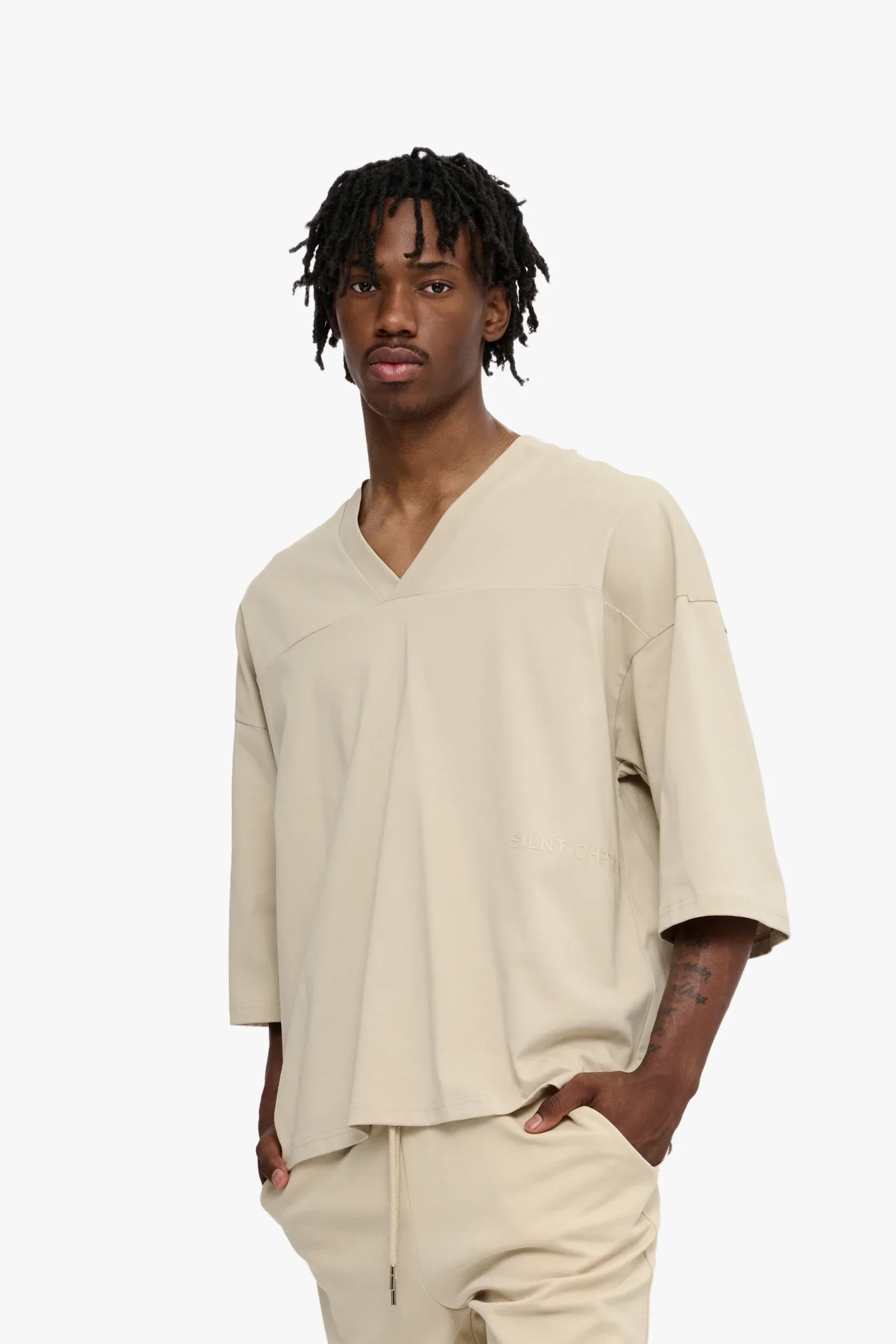 Silnt Chptrs Back Graphic Tee - Relaxed Fit Khaki - Image 2