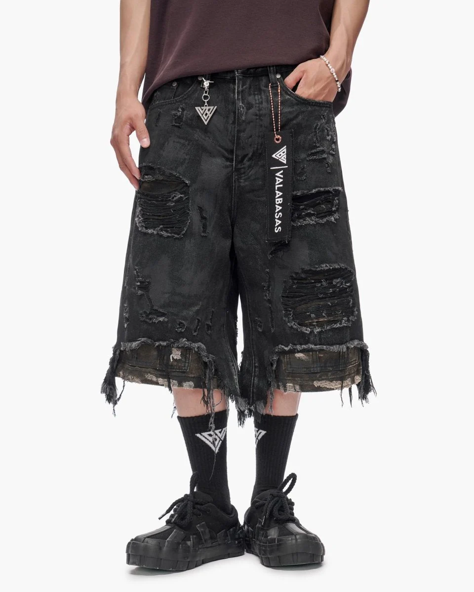 Valabasas Panel Shorts - Distressed Black Wash - Image 2