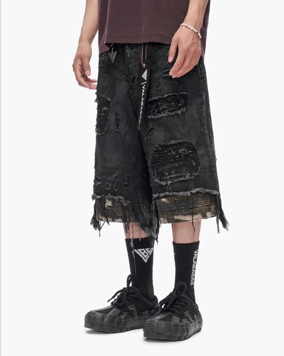 Valabasas Panel Shorts - Distressed Black Wash - Image 5