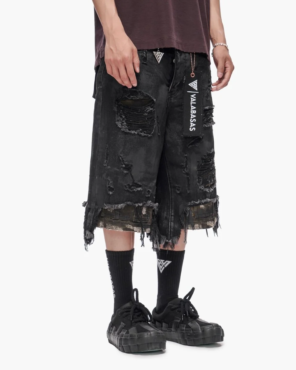 Valabasas Panel Shorts - Distressed Black Wash - Image 6
