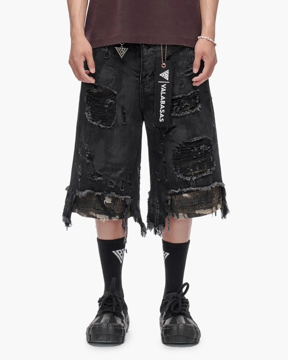 Valabasas Panel Shorts - Distressed Black Wash - Image 7