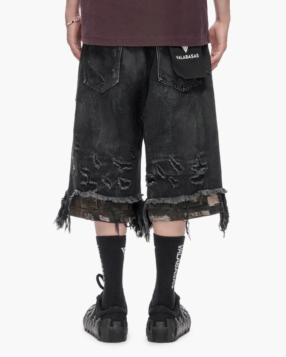 Valabasas Panel Shorts - Distressed Black Wash - Image 9