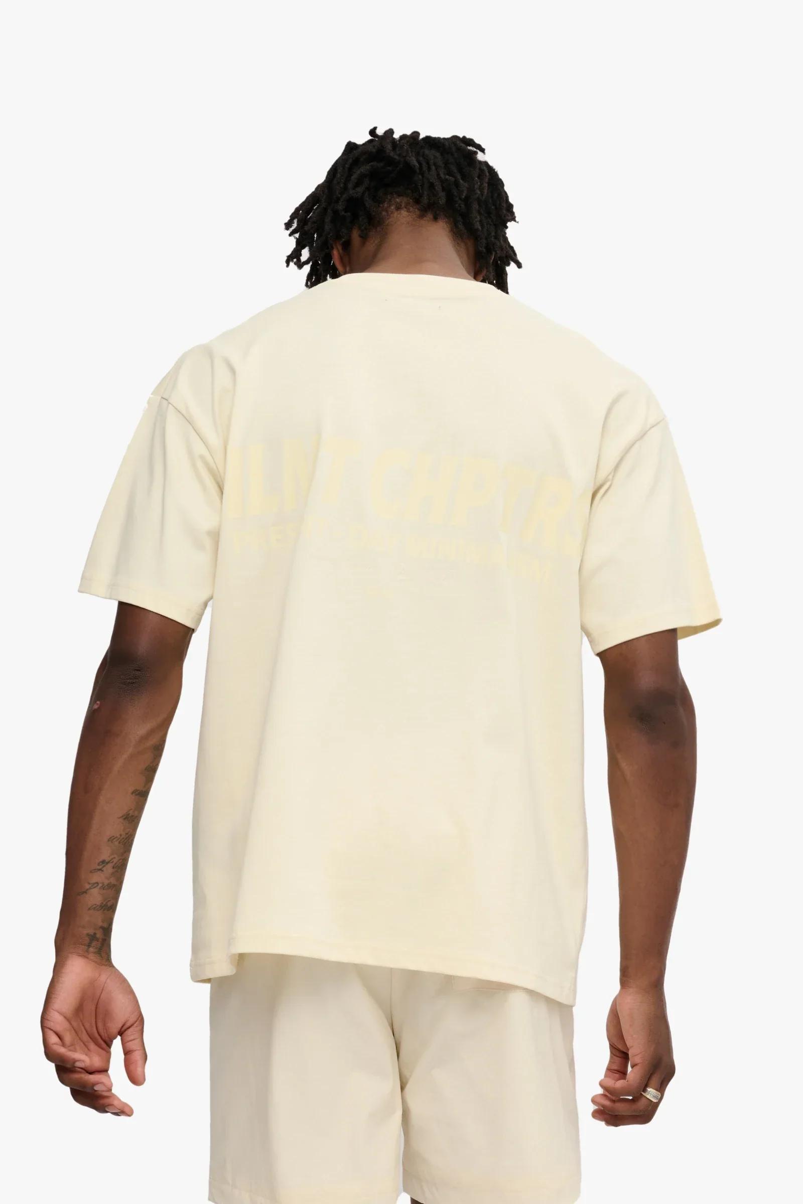 Silnt Chptrs Branding Tee - Relaxed Fit Cream - Image 6