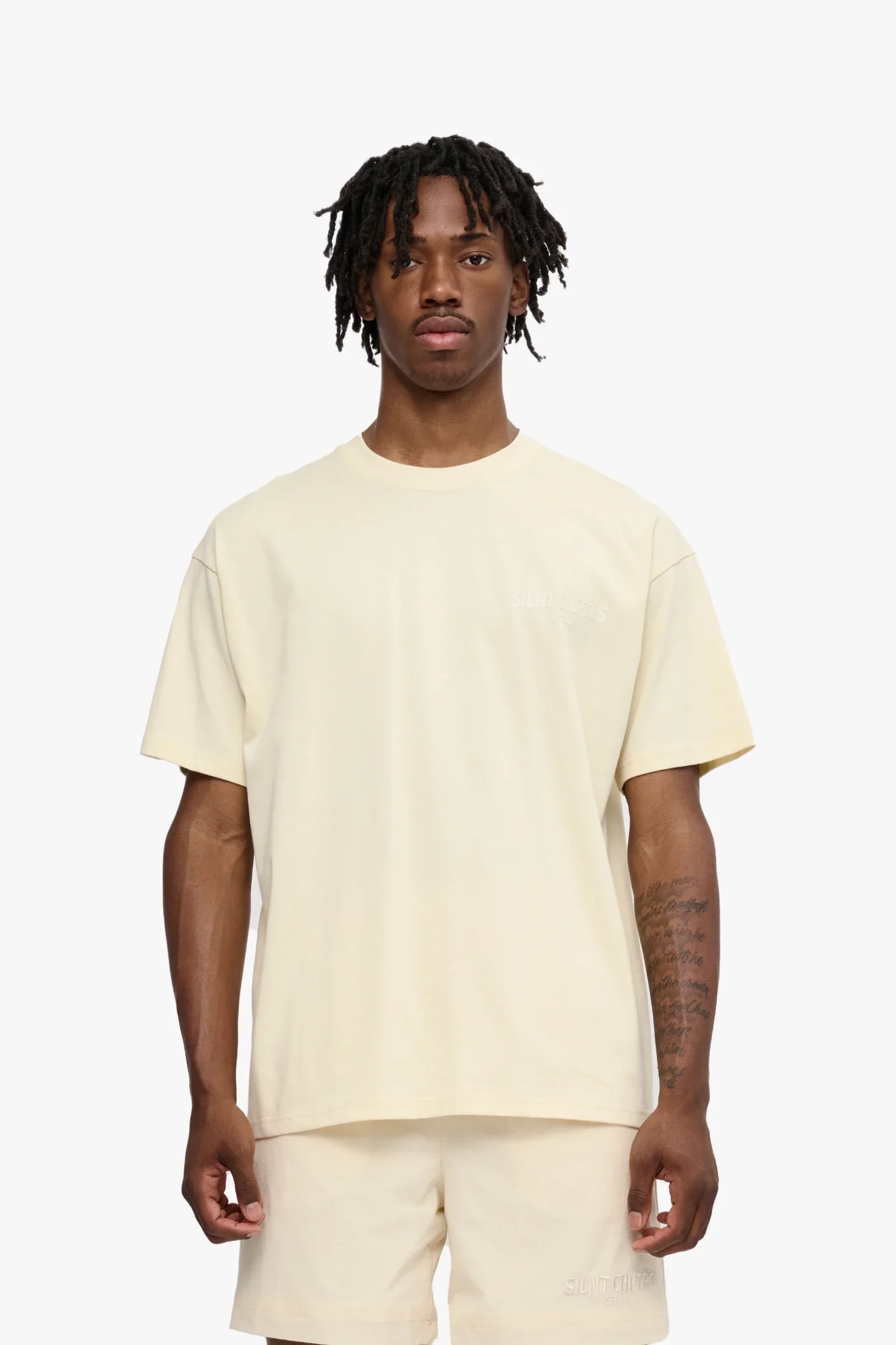 Silnt Chptrs Branding Tee - Relaxed Fit Cream - Image 8
