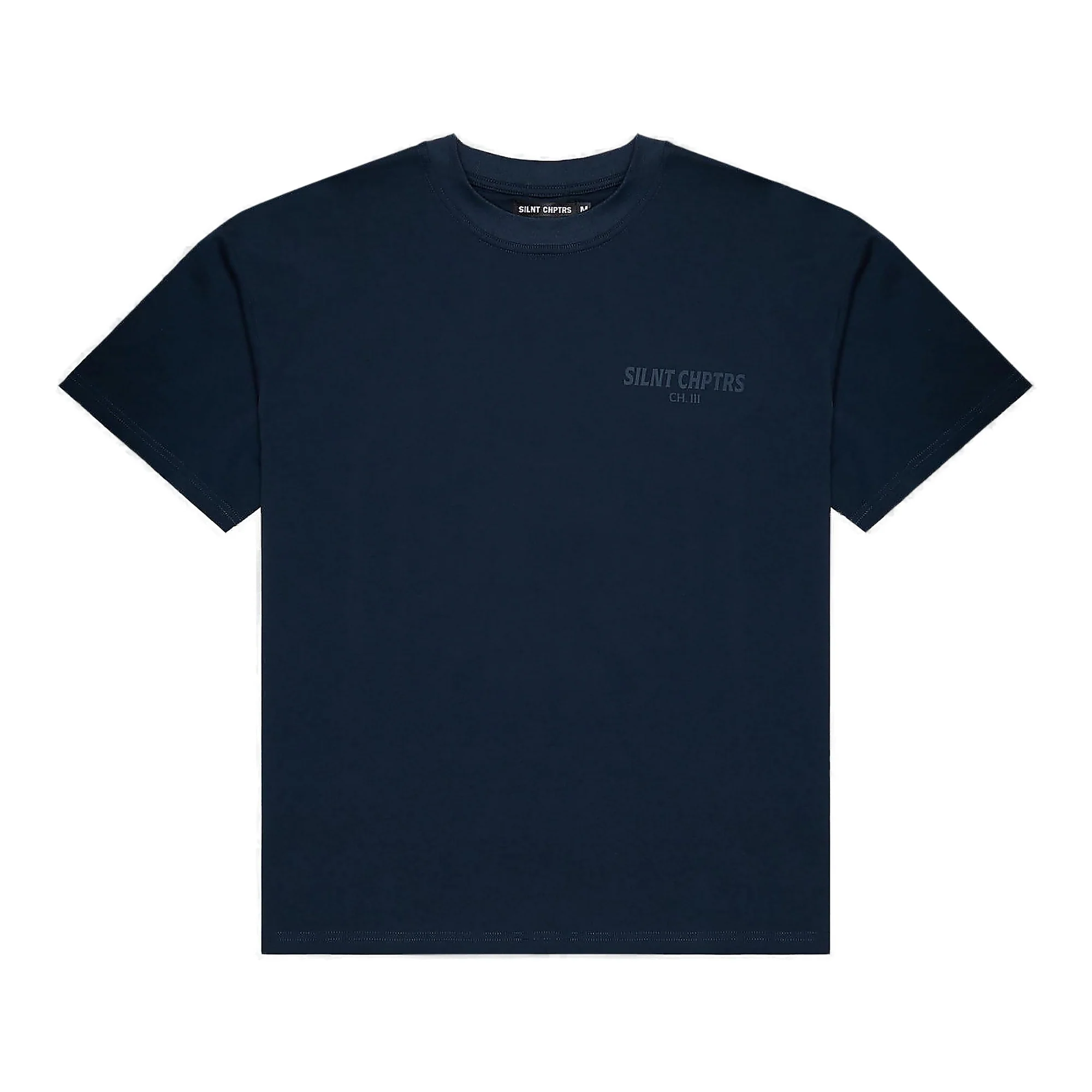 Silnt Chptrs Embossed Logo T-Shirt - Boxy Fit Navy - Image 2