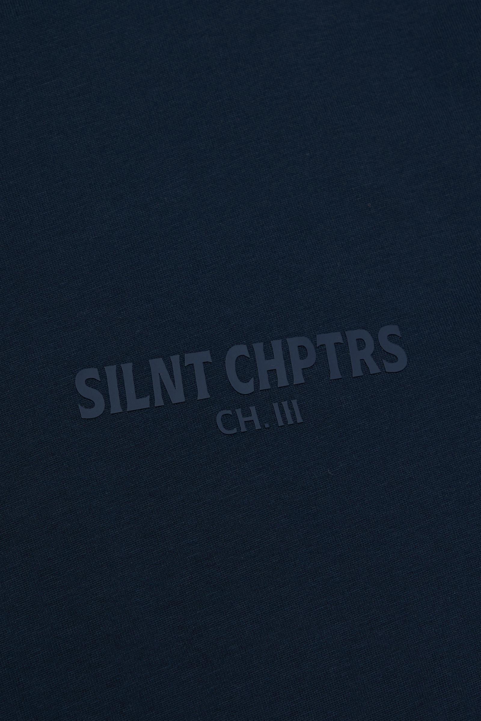 Silnt Chptrs Embossed Logo T-Shirt - Boxy Fit Navy - Image 8