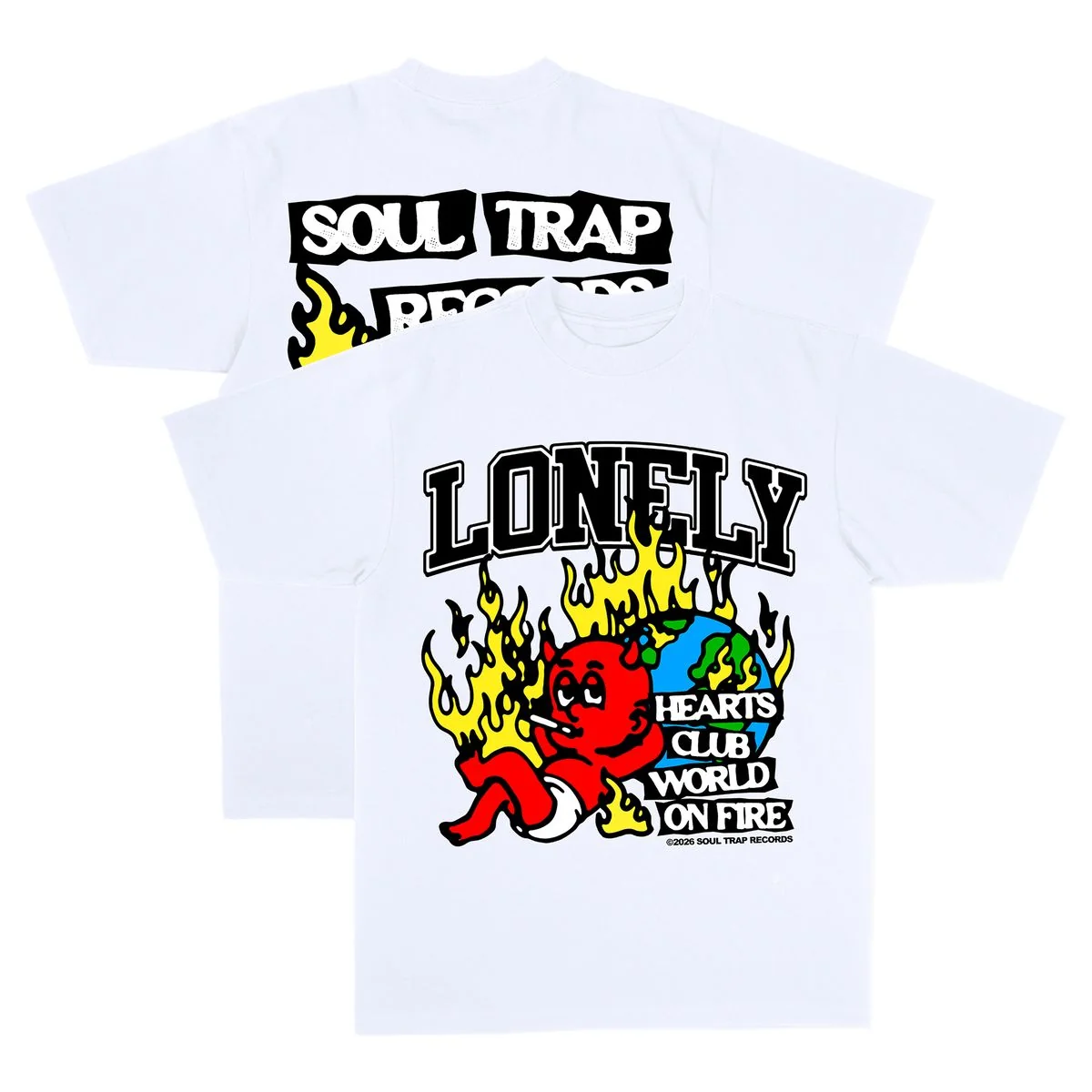 Lonely Hearts Fire Tee - Graphic White - Image 4