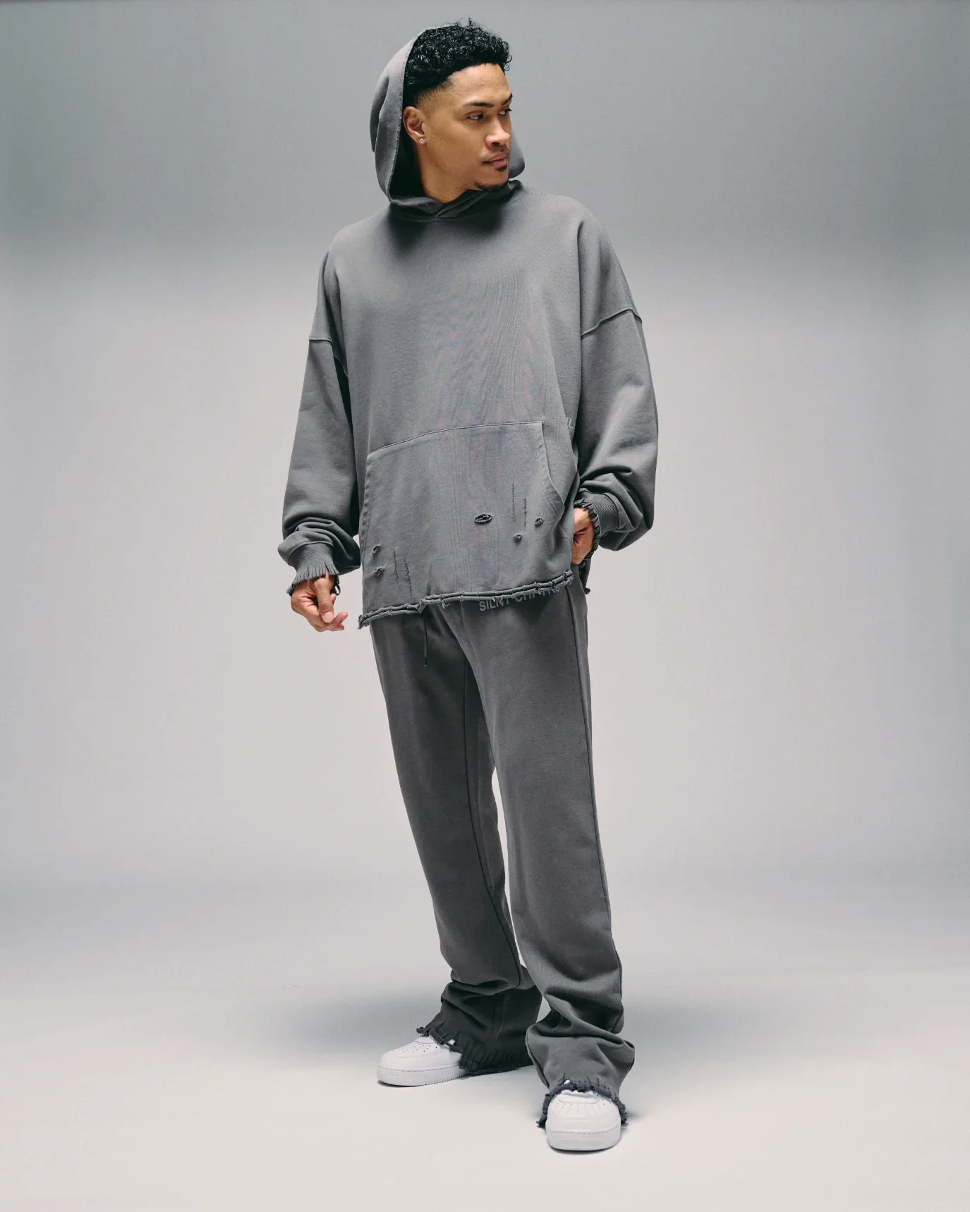 Silnt Chptrs Back Graphic Hoodie - Distressed Grey - Image 15