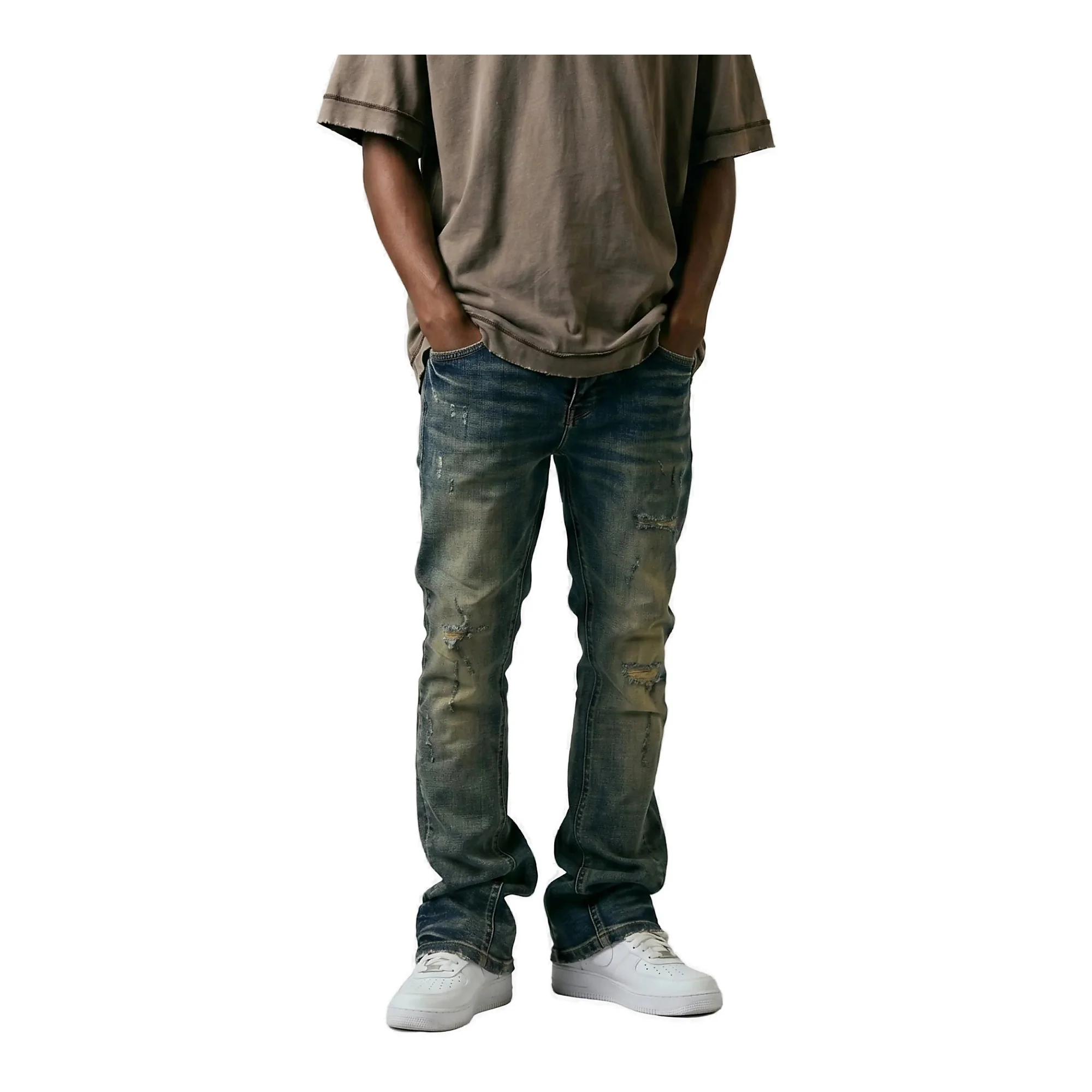 Silnt Chptrs Reality Jeans - Stacked Flare Blue Vintage Washed