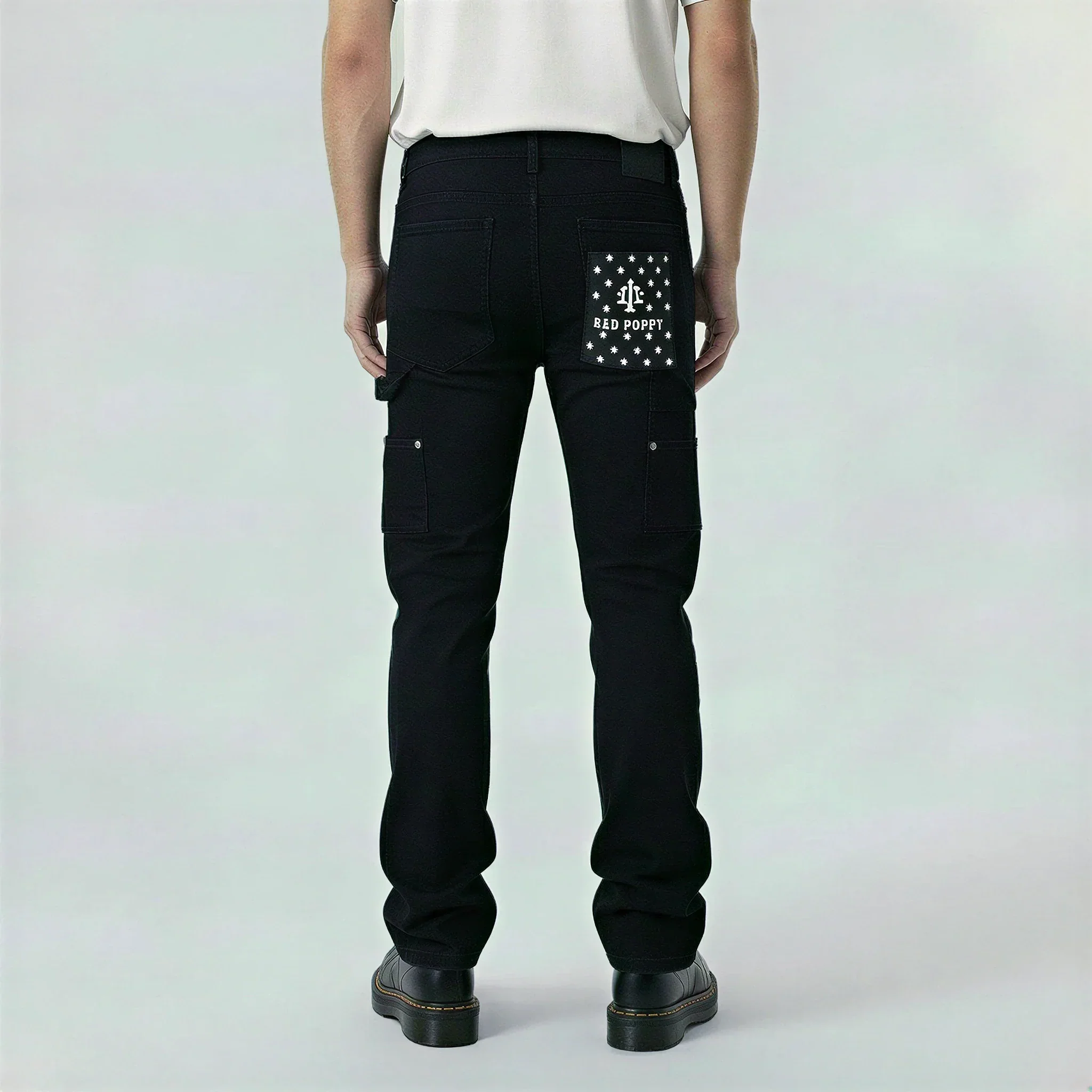 Red Poppy Embroidered Jeans - Stacked Fit - Image 2