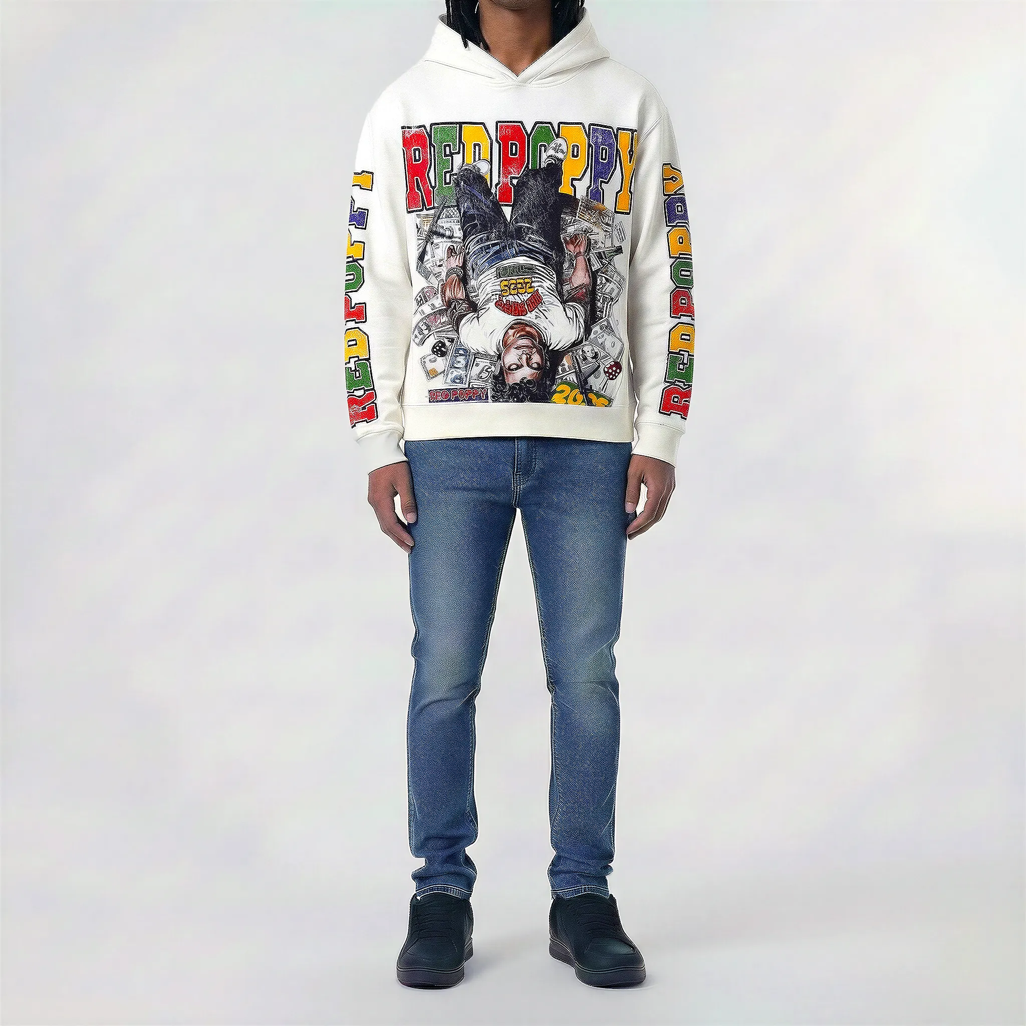 Red Poppy Graphic Hoodie - Bold Print - Image 3