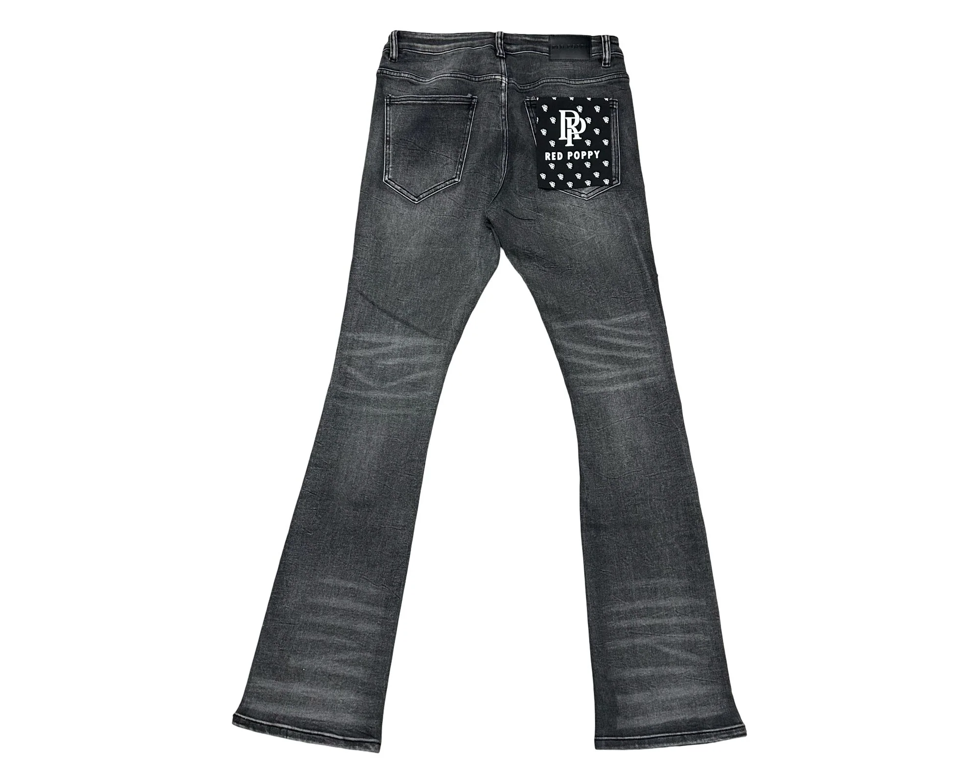 Red Poppy Stacked Flare Fit Jeans - Black - Image 2