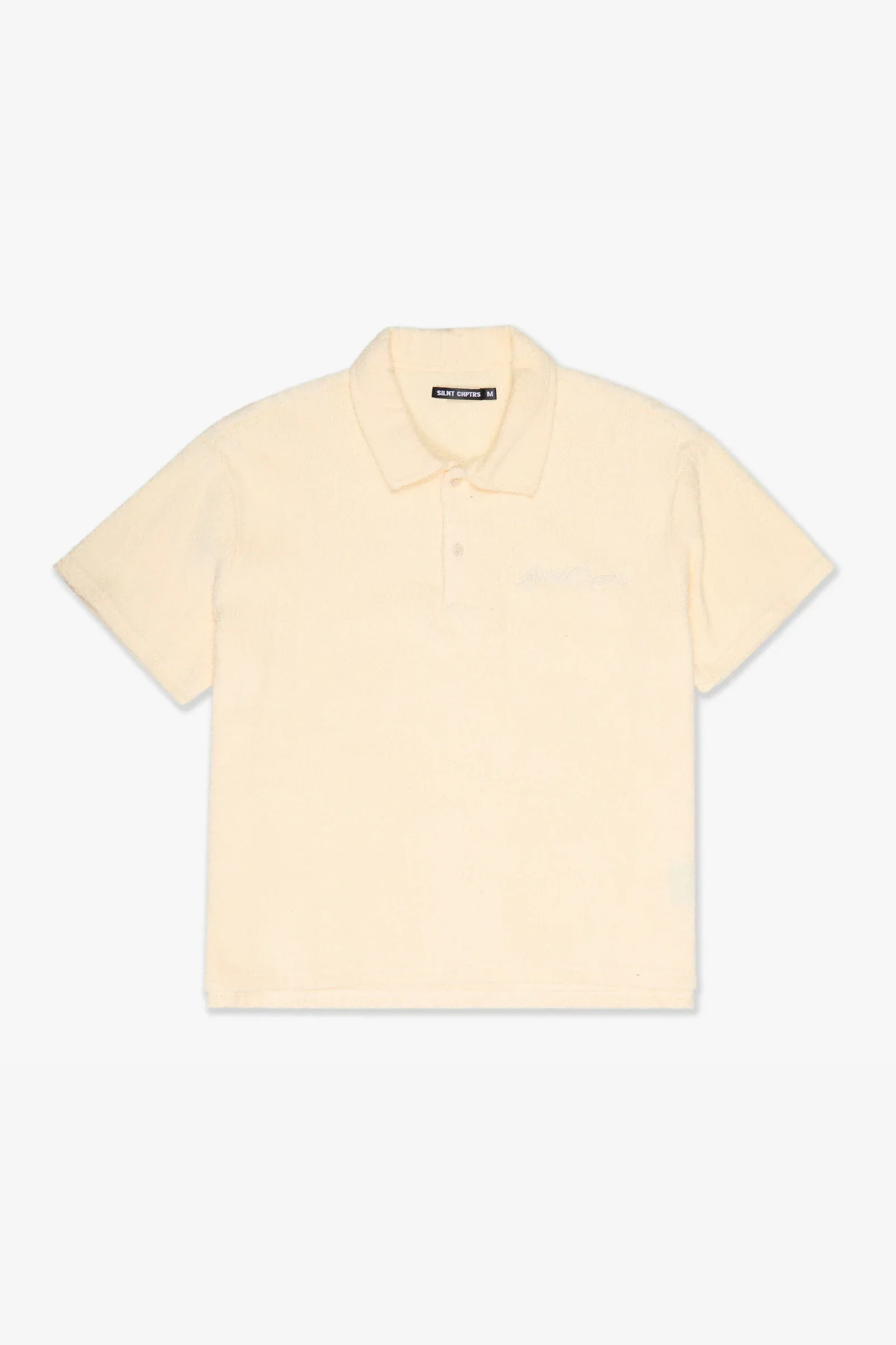 Silnt Chptrs Terry Polo Shirt - Relaxed Fit Cream - Image 3