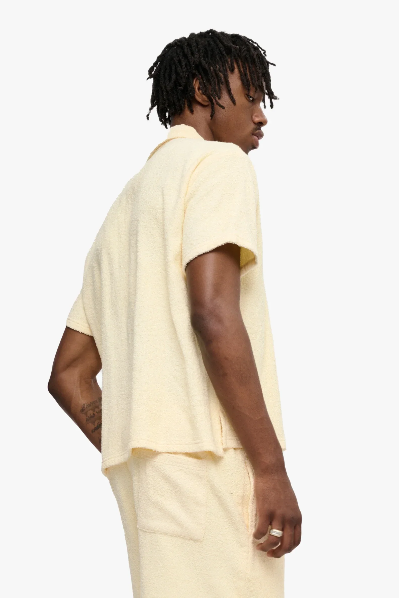 Silnt Chptrs Terry Polo Shirt - Relaxed Fit Cream - Image 4