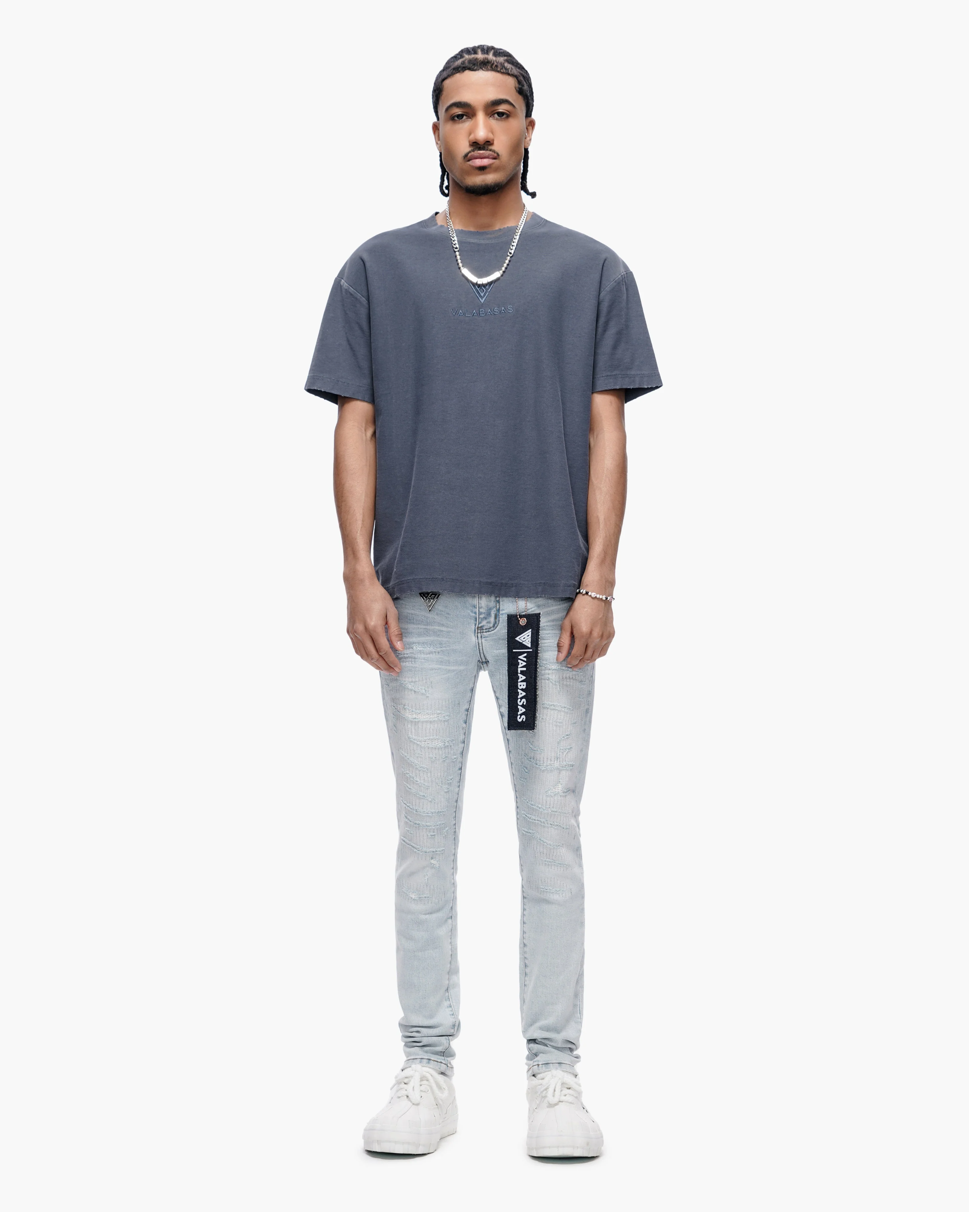 Valabasas Distressed Skinny Jeans - Stretch Denim - Image 11