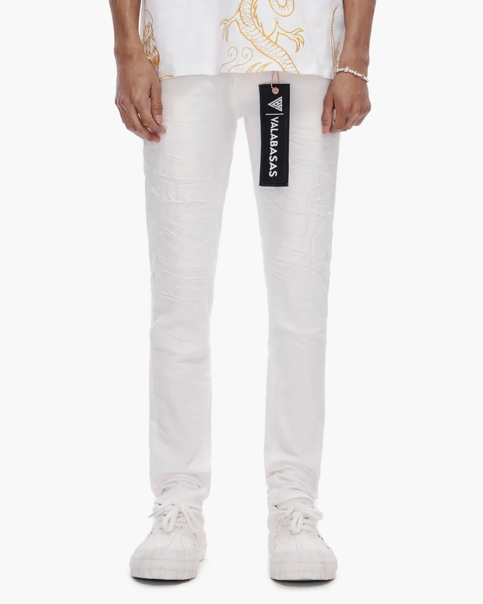 Valabasas Repair Skinny Jeans - Reinforced Stitching White