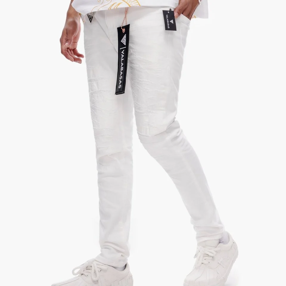 Valabasas Repair Skinny Jeans - Reinforced Stitching White - Image 3