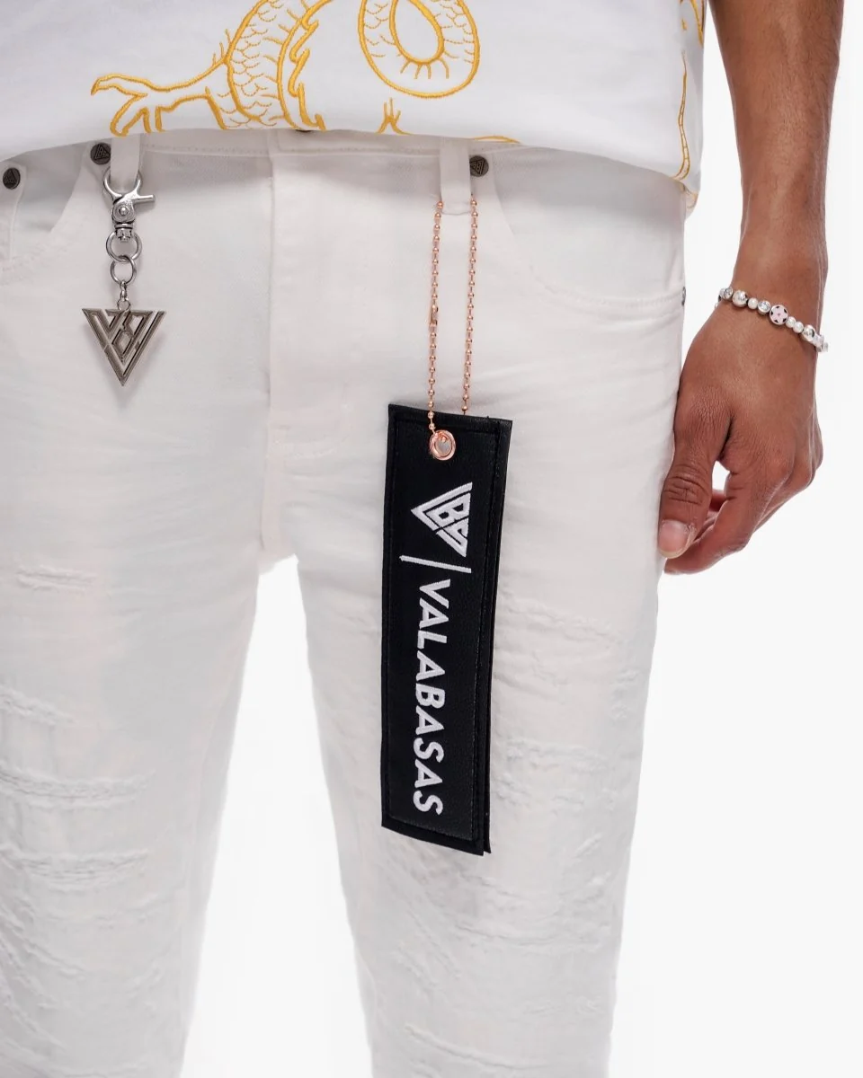 Valabasas Repair Skinny Jeans - Reinforced Stitching White - Image 6