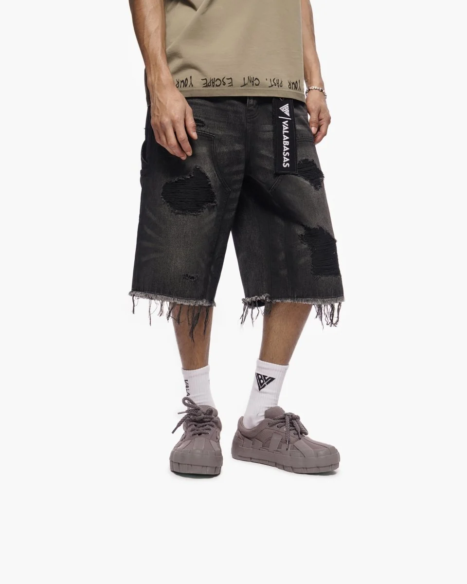Valabasas Torn Shorts - Distressed Denim - Image 2