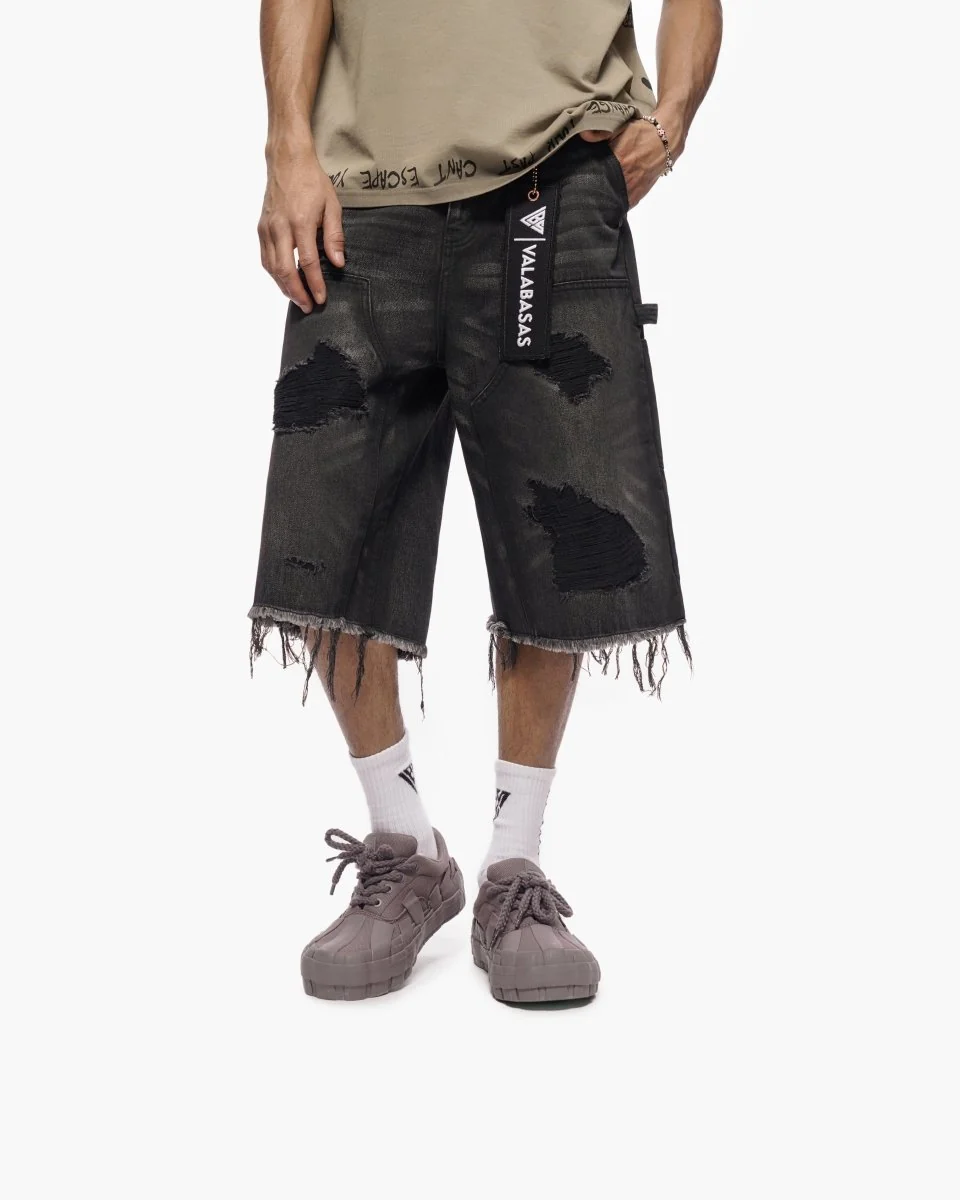 Valabasas Torn Shorts - Distressed Denim - Image 5