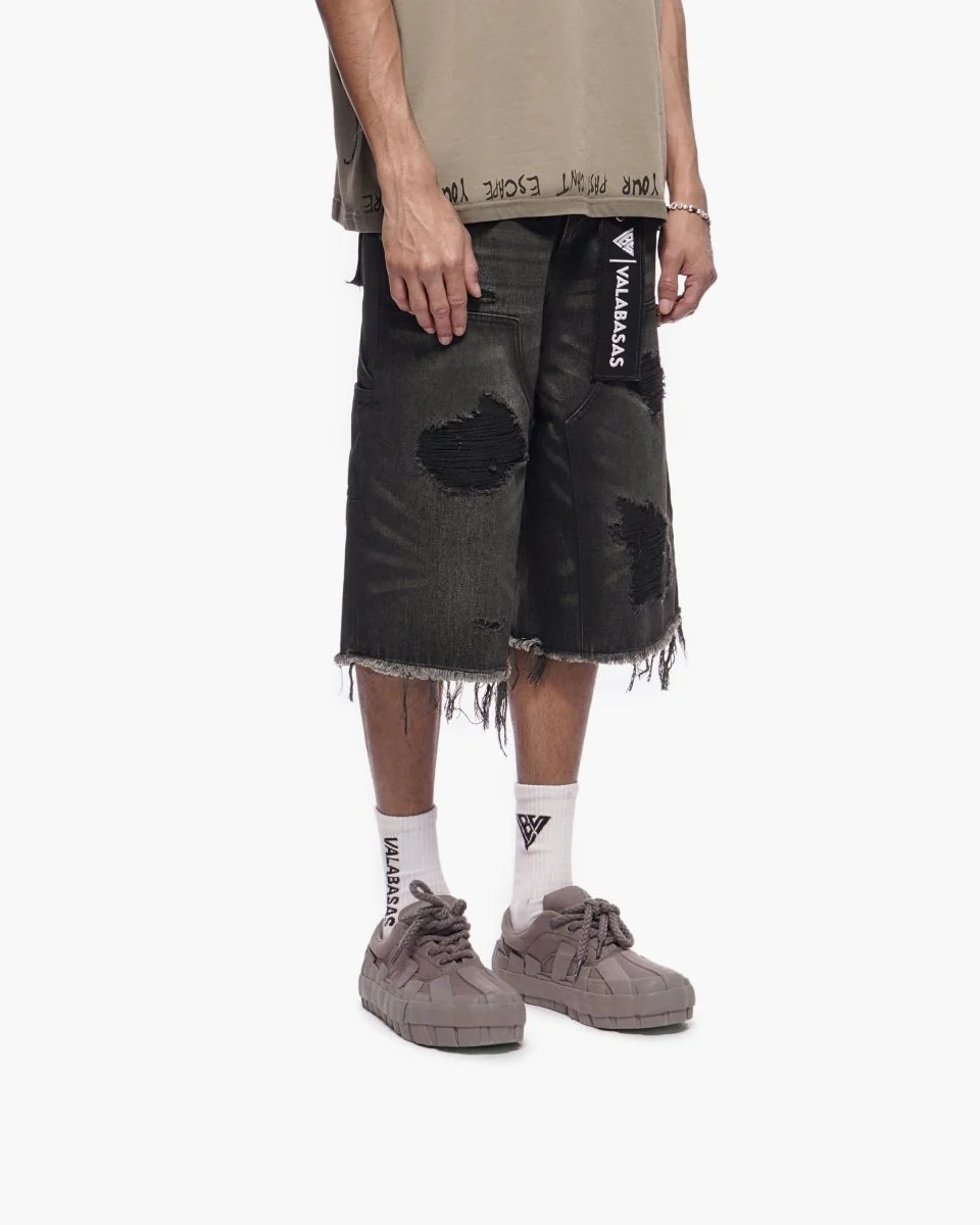 Valabasas Torn Shorts - Distressed Denim - Image 9