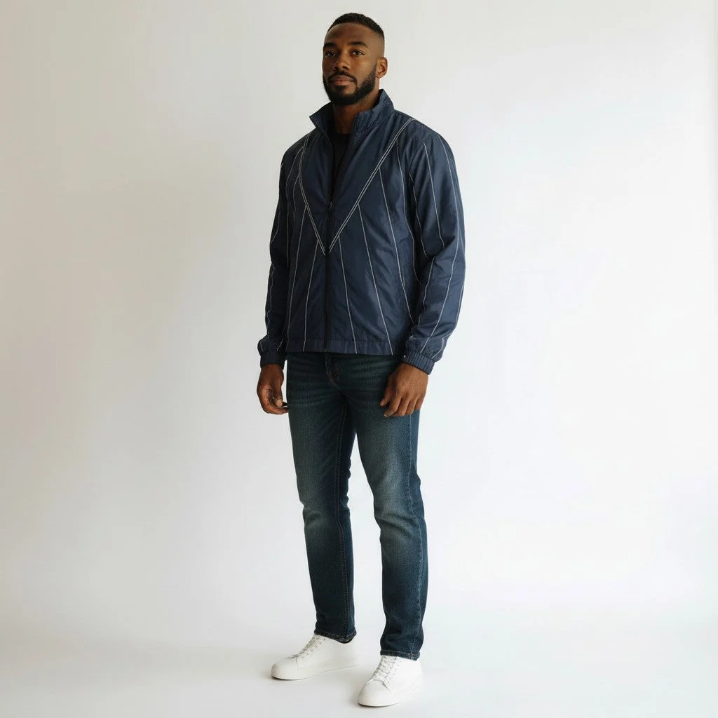 Silnt Chptrs Stripe Jacket - Lightweight Navy - Image 4