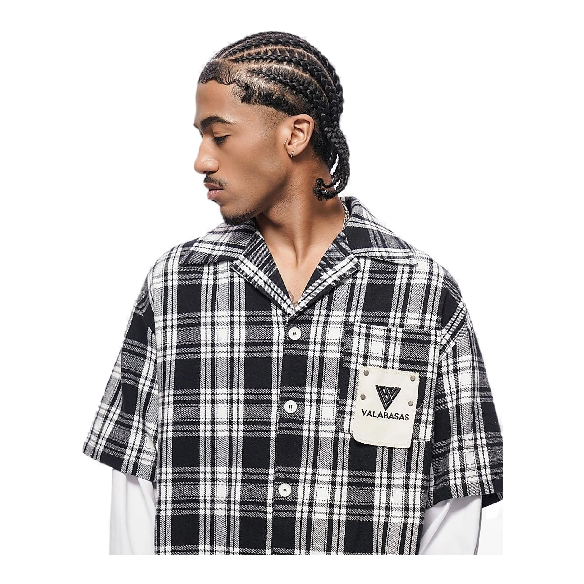 Valabasas Crest Plaid Shirt - Chest Pocket Black