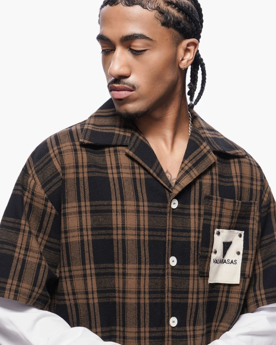 Valabasas Plaid Shirt - Double-Layered Brown - Image 3