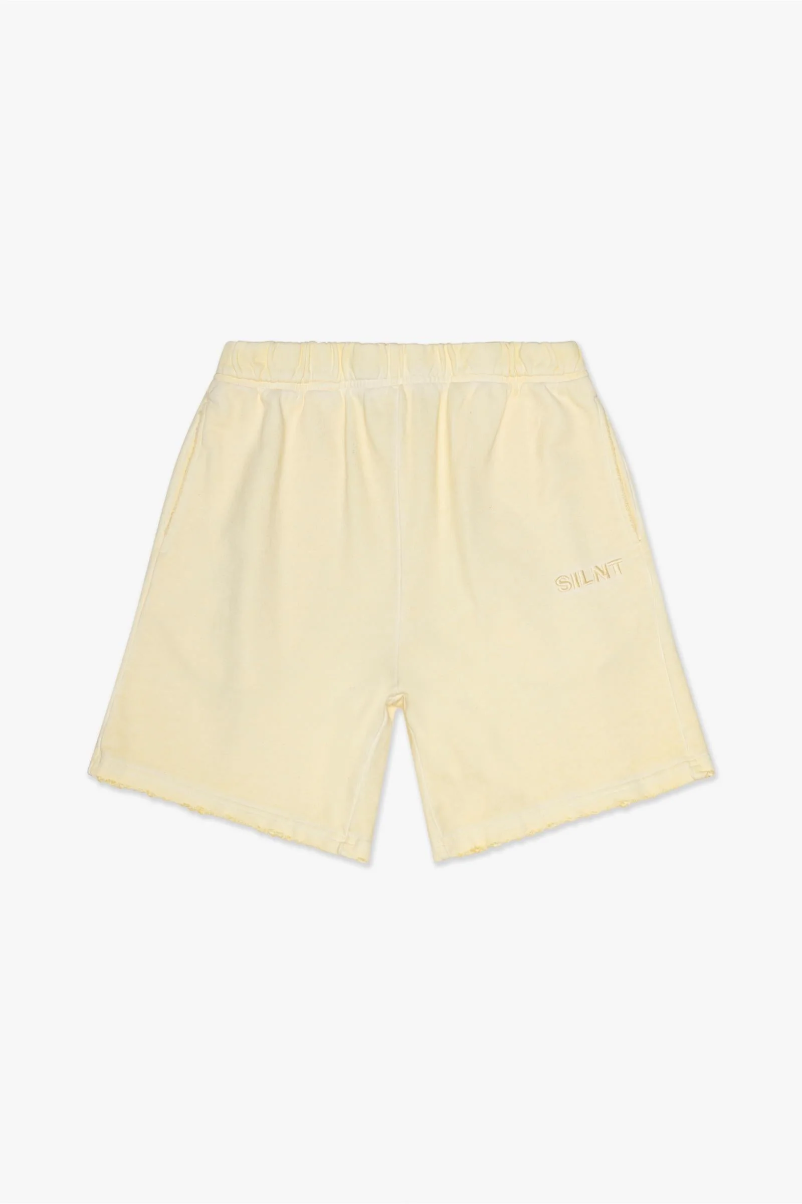 Silnt Chptrs Raw Hem Shorts - Relaxed Fit Cream - Image 2