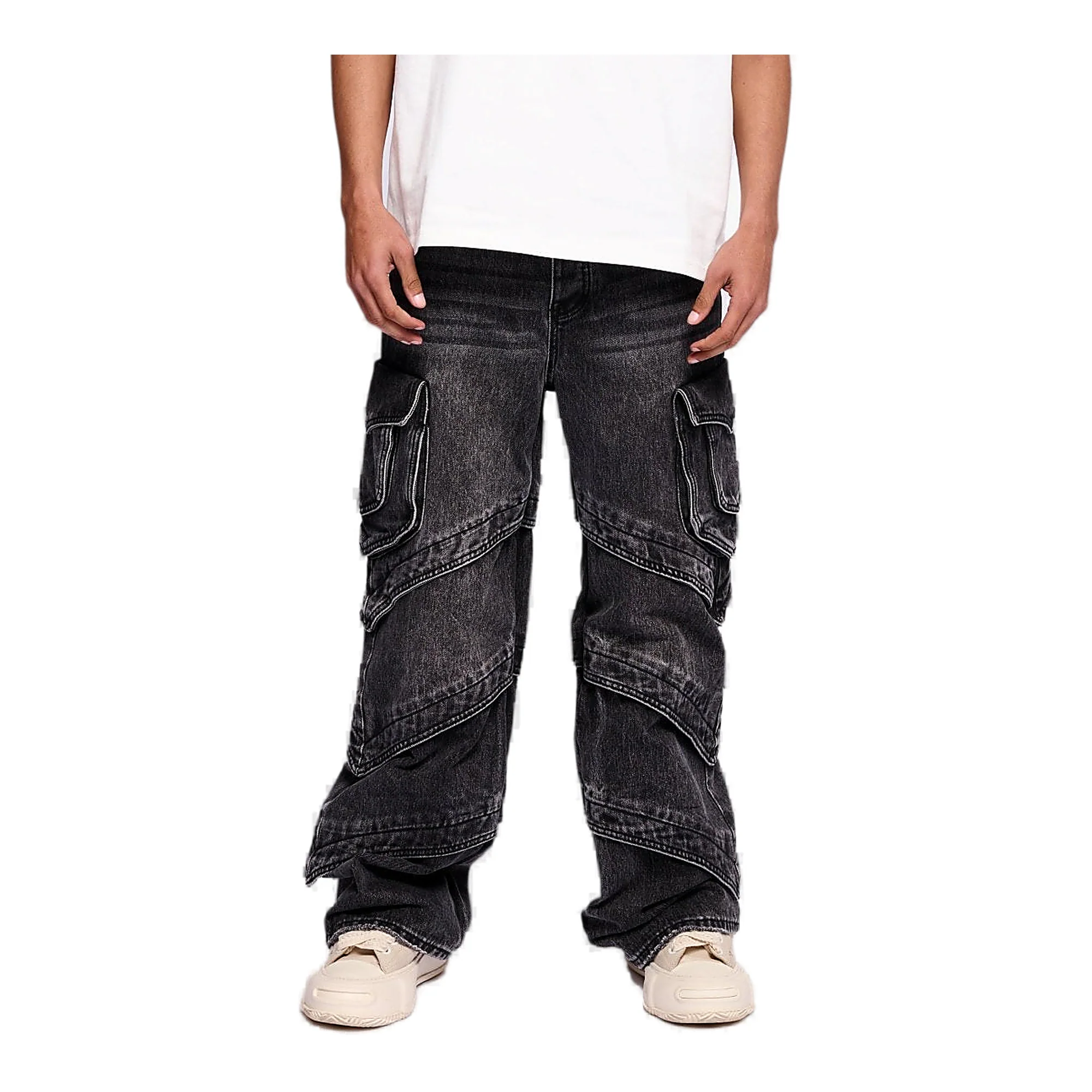 Valabasas Rivet Cargo Pants - Baggy Fit Dark Grey