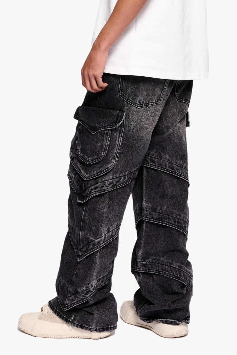 Valabasas Rivet Cargo Pants - Baggy Fit Dark Grey - Image 3