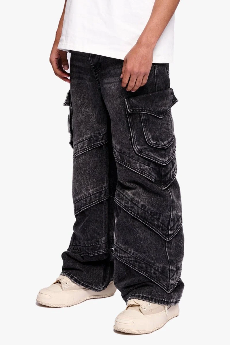 Valabasas Rivet Cargo Pants - Baggy Fit Dark Grey - Image 5