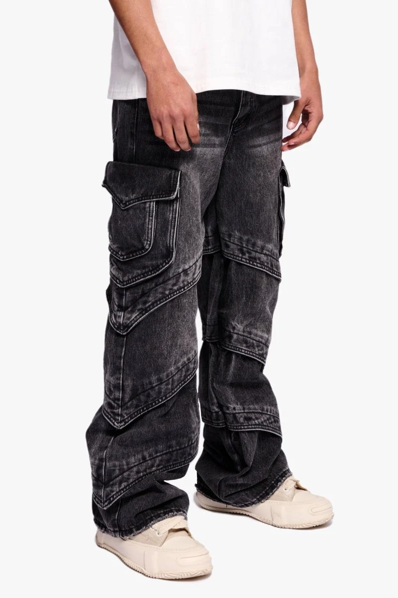 Valabasas Rivet Cargo Pants - Baggy Fit Dark Grey - Image 6