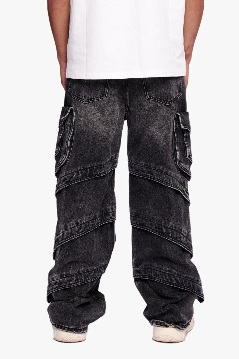 Valabasas Rivet Cargo Pants - Baggy Fit Dark Grey - Image 7