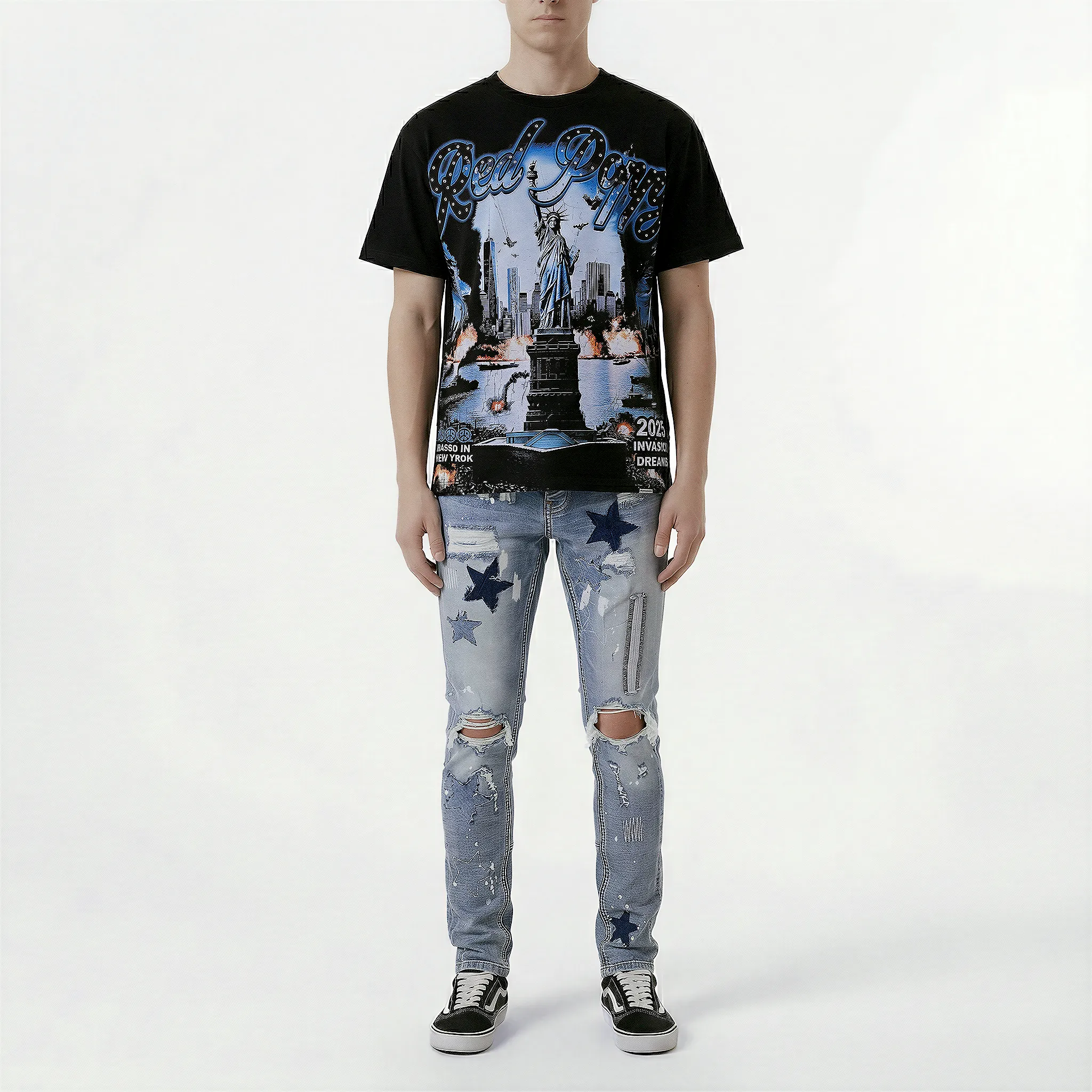 Red Poppy Cityscape Tee - Graphic - Image 3