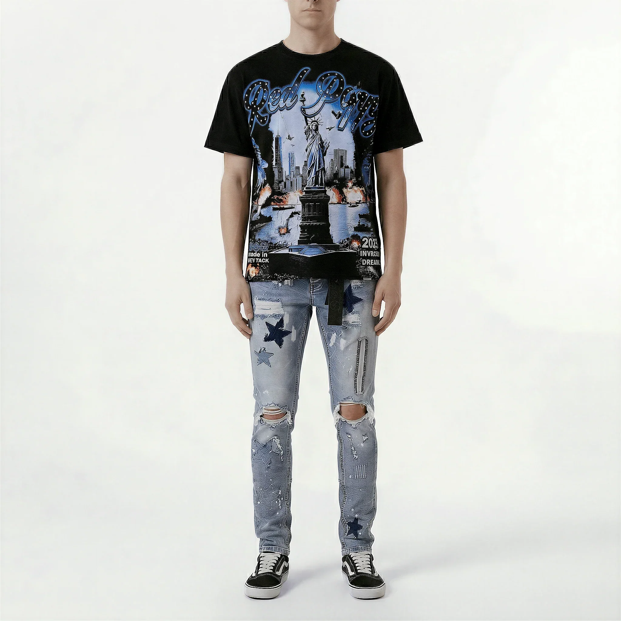 Red Poppy Cityscape Tee - Graphic - Image 4
