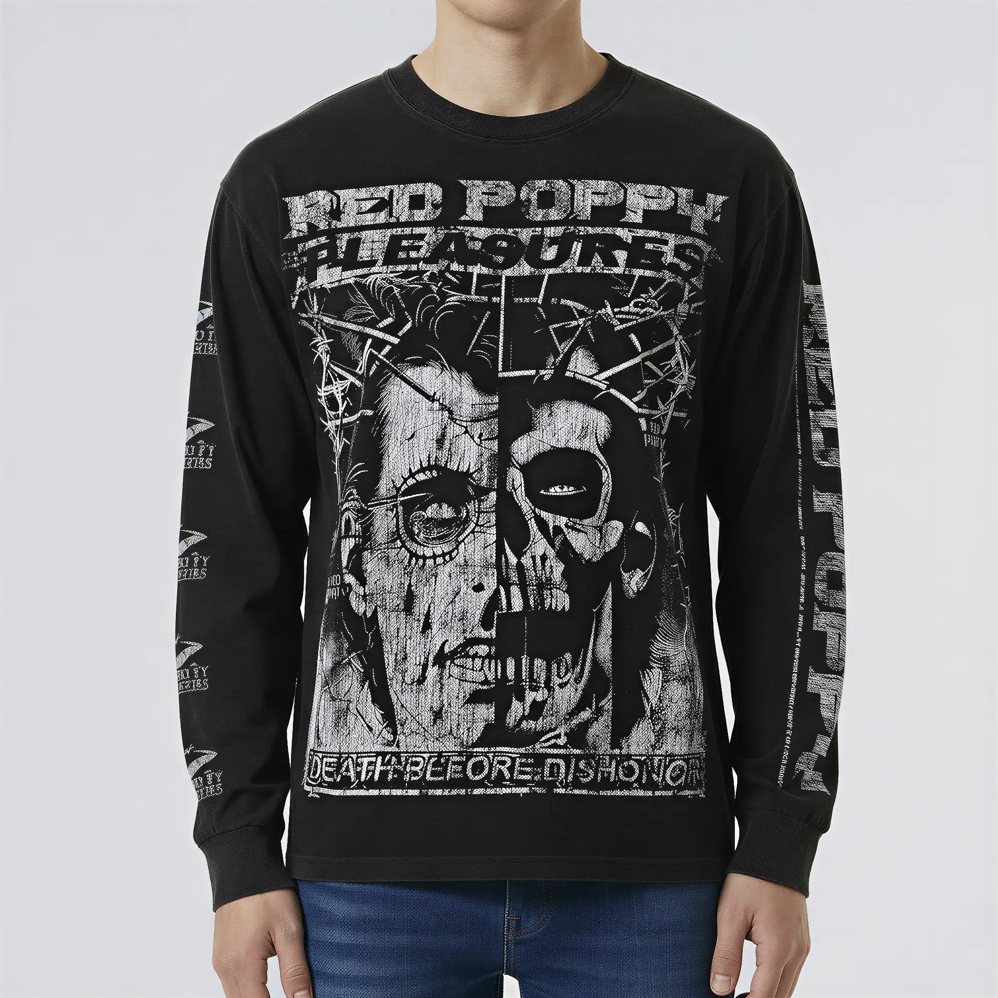 Red Poppy Split Face Shirt - Graphic
